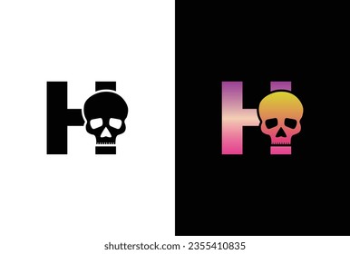 Initial H Skull Logo Design. Letter H Skull Logo or icon template design.