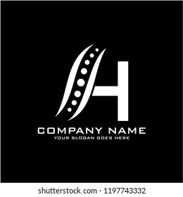 Initial H spine logo concept vector with spine template vector.