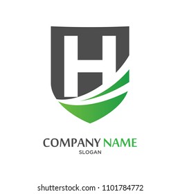 Initial H swoosh shield logo

