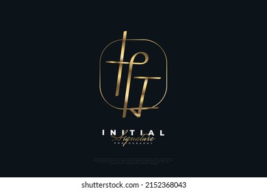 Initial H and T Logo Design with Elegant Gold Handwriting Style. HT Signature Logo or Symbol for Wedding, Fashion, Jewelry, Boutique, and Business Brand Identity