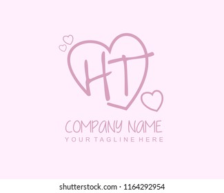 Initial H T with love logo template vector