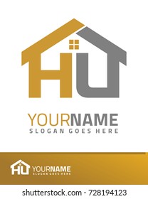 Initial H & U real estate logo template vector