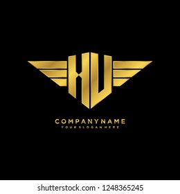 Initial H U wing logo template vector