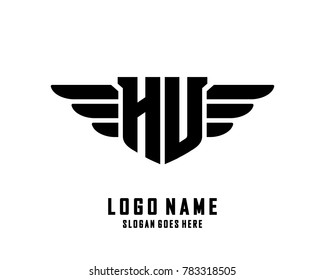 Initial H & U wing logo template vector