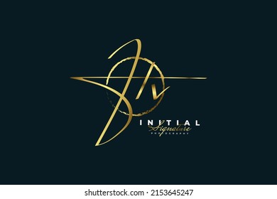 Initial H and V Logo Design in Luxury Gold Handwriting Style. HV Signature Logo or Symbol for Wedding, Fashion, Jewelry, Boutique and Business Brand Identity