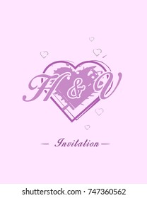 Initial H & V wedding invitation logo template vector