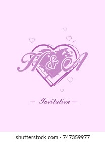 Initial H & A wedding invitation logo template vector