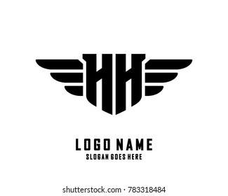 Initial H & H wing logo template vector