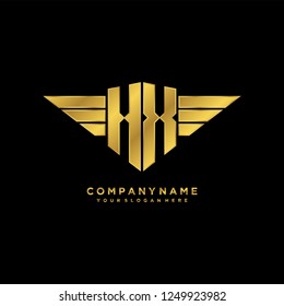 Initial H X wing logo template vector