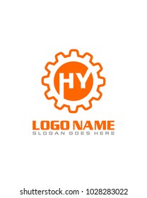 Initial H & Y gear logo template vector