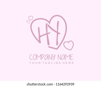 Initial H Y with love logo template vector