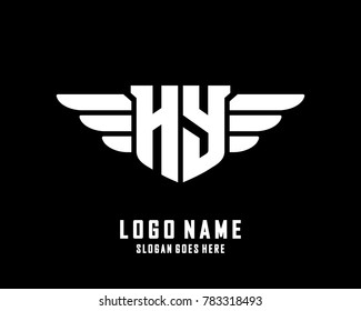 Initial H & Y wing logo template vector