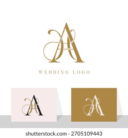 Logotipo inicial del monograma de la boda de la letra de AH