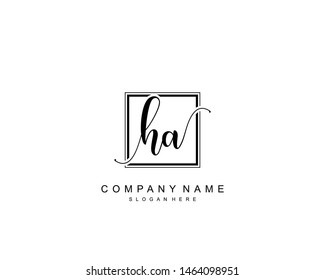 Initial HA beauty monogram and elegant logo design, handwriting logo of initial signature, wedding, fashion, floral and botanical with creative template.