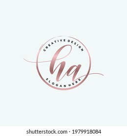 Initial HA beauty monogram and elegant logo design, handwriting logo of initial signature, wedding, fashion, floral and botanical with creative template.