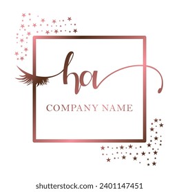 Initial HA calligraphy company eye and eyelash handwriting
