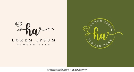 Initial ha feminine logo collections template - vector