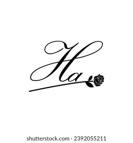 Initial HA handwriting flower typography ornament modern