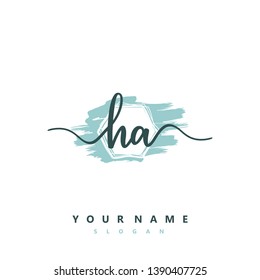Initial HA handwriting logo template vector