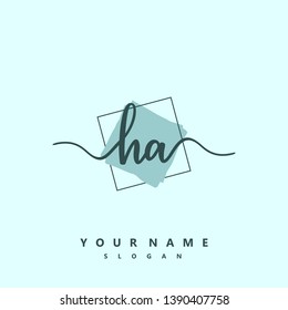 Initial HA handwriting logo template vector