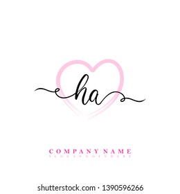 Initial HA handwriting logo template vector