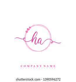 Initial HA handwriting logo template vector