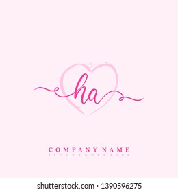 Initial HA handwriting logo template vector