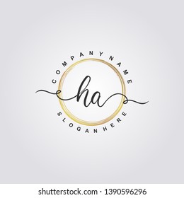 Initial HA handwriting logo template vector