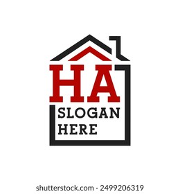 Initial HA house logo for Roofing. Letter HA Real Estate Logo