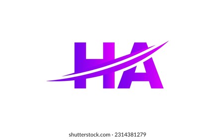Initial HA letter Logo With Swoosh Design Graphic Vector Template for Business and Company Identity.