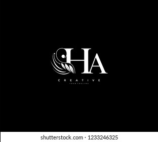 Initial HA letter luxury beauty flourishes ornament monogram logo