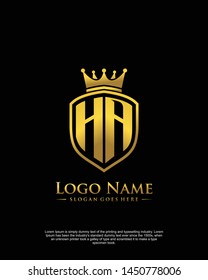 initial HA letter with shield style logo template vector