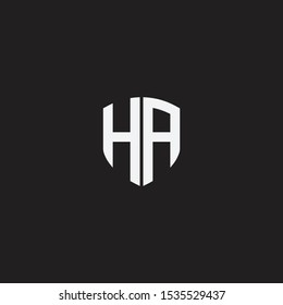 initial HA letter with shield style logo template vector