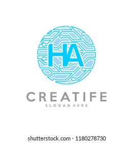 Initial HA logo concepts template vector. Data technology concepts.