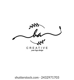 Initial HA logo handwriting botanical branding typography