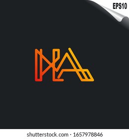 Initial HA Logo monogram design template. Simple elegant shape style modern logo.