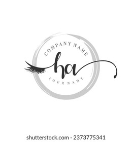 Initial HA monogram eye and eyelash handwriting