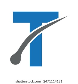 Initial Hair Logo kombiniert mit Buchstabe T Vektorgrafik Vorlage