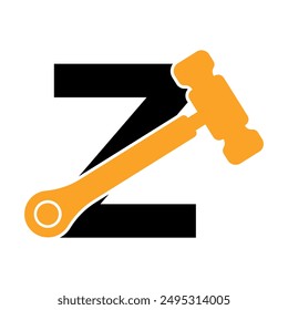 Initial hammer Logo combine with letter Z vector template