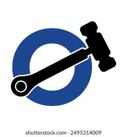 Initial Hammer Logo kombiniert mit Buchstabe O Vektorgrafik Vorlage