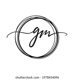 initial hand writing letter GM logo or icon monogram. EPS 10