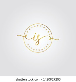 Initial IS handwriting beauty logo template vector
