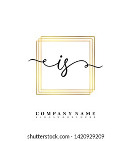 Initial IS handwriting beauty logo template vector