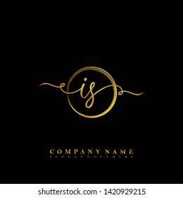 Initial IS handwriting beauty logo template vector