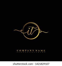 Initial IT handwriting beauty logo template vector