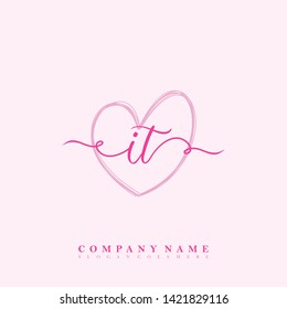 Initial IT handwriting beauty logo template vector