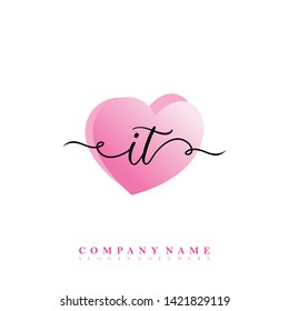 Initial IT handwriting beauty logo template vector