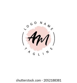 AM Initial handwriting with circle brush watercolor