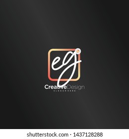EG initial handwriting with color logo icon template vector.