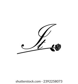 Initial IT handwriting flower typography ornament modern